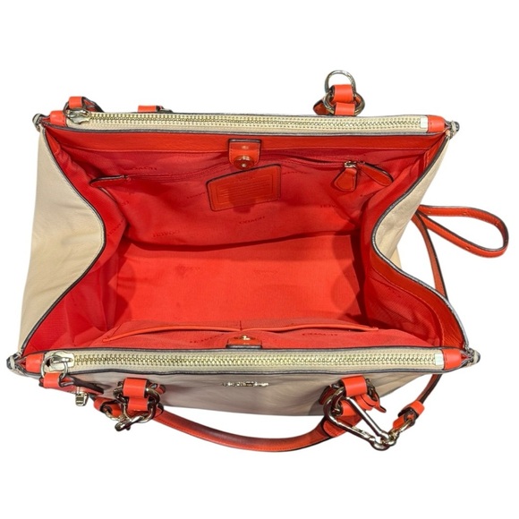 Coach Crosby Leather Carryall Two-Tone Colorblock Crossbody Satchel Bag - Picture 6 of 16